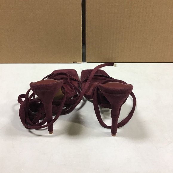 CAPE ROBBIN DIARA WRAP-AROUND ANKLE TIE BURGUNDY STILETTO HEELS 7 - Picture 3 of 6